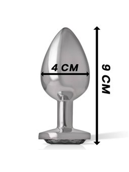 Intense - Metal Aluminum Anal Plug With Black Glass Size L