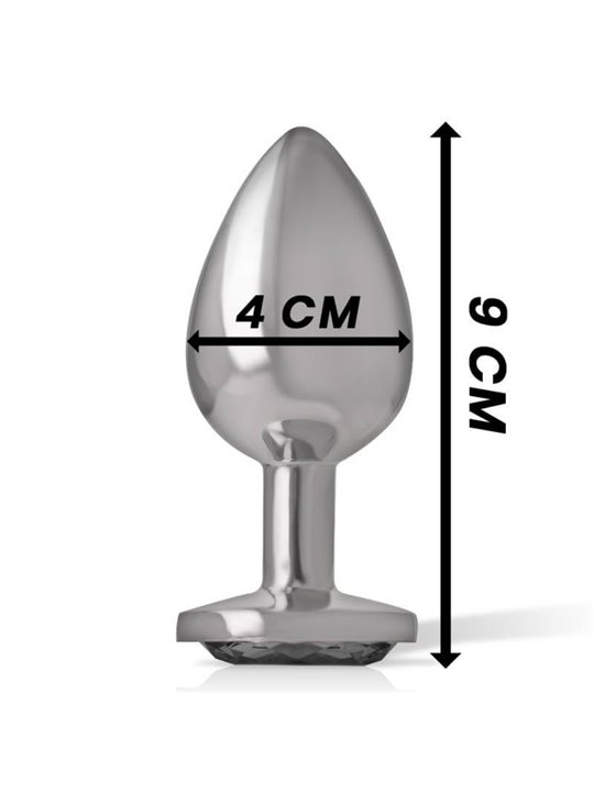 Intense - Aluminum Metal Anal Plug with Black Glass Size L