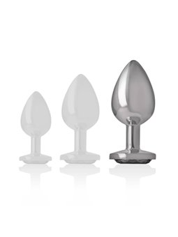 Intense - Aluminum Metal Anal Plug with Black Glass Size L