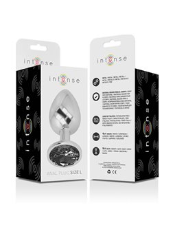 Intense - Aluminum Metal Anal Plug with Black Glass Size L