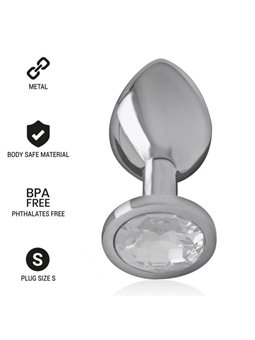 Intense - Metal Aluminum Anal Plug With Silver Glass Size S