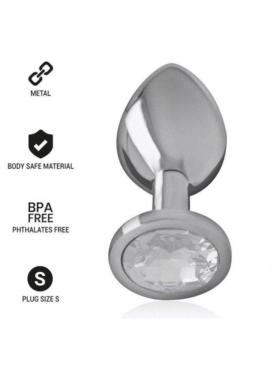 Intense - Metal Aluminum Anal Plug With Silver Glass Size S