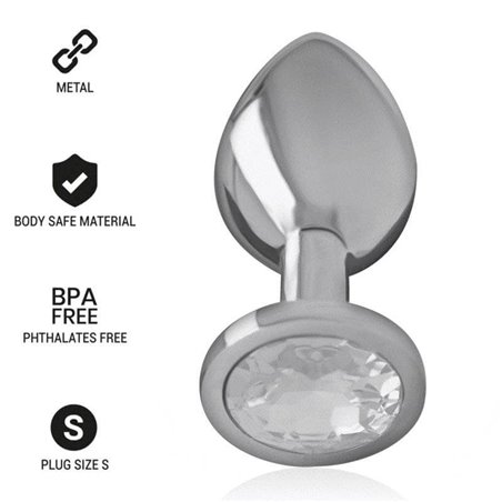Intense - Metal Aluminum Anal Plug With Silver Glass Size S