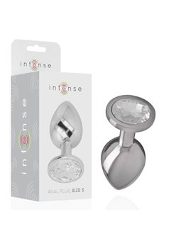 Intense - Metal Aluminum Anal Plug With Silver Glass Size S