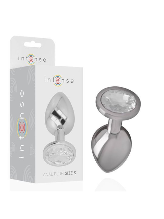 Intense - Metal Aluminum Anal Plug With Silver Glass Size S