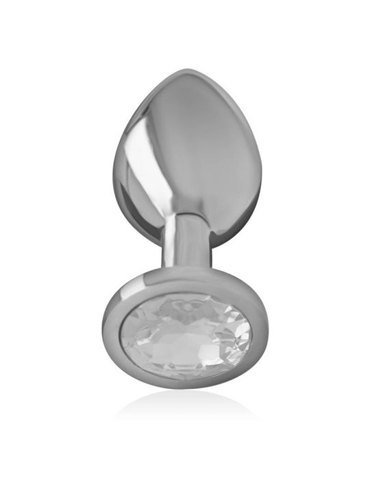 Intense - Metal Aluminum Anal Plug With Silver Glass Size S