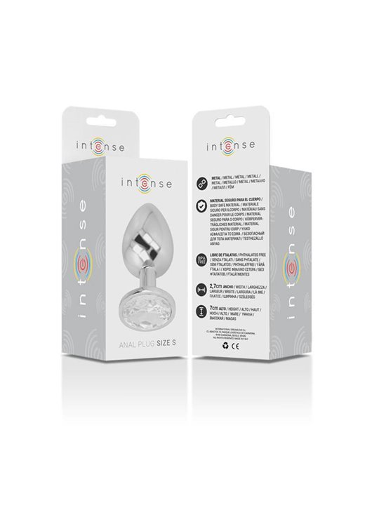 Intense - Metal Aluminum Anal Plug With Silver Glass Size S
