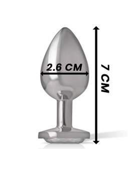 Intense - Metal Aluminum Anal Plug With Silver Glass Size S