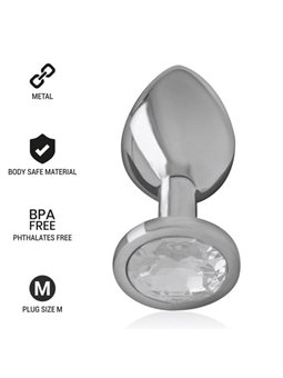 Intense - Metal Aluminum Anal Plug With Silver Glass Size M