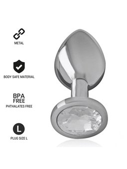 Intense - Aluminum Metal Anal Plug with Silver Crystal Size L