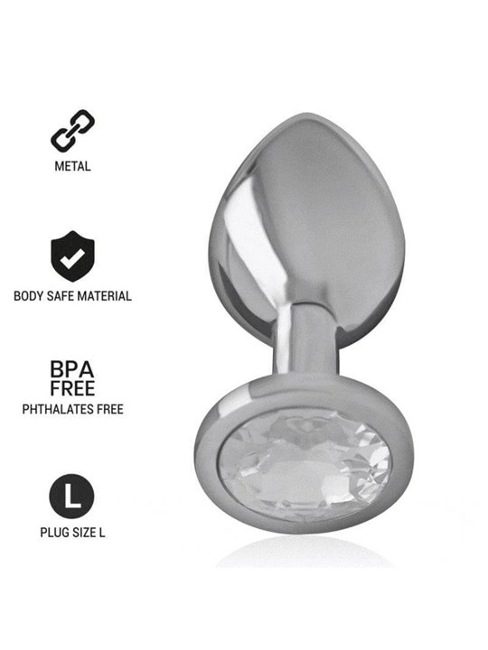 Intense - Metal Aluminum Anal Plug With Silver Glass Size L