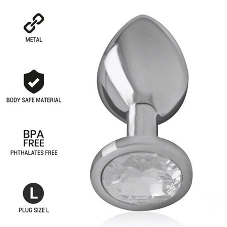 Intense - Aluminum Metal Anal Plug with Silver Crystal Size L