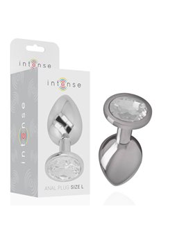 Intense - Aluminum Metal Anal Plug with Silver Crystal Size L