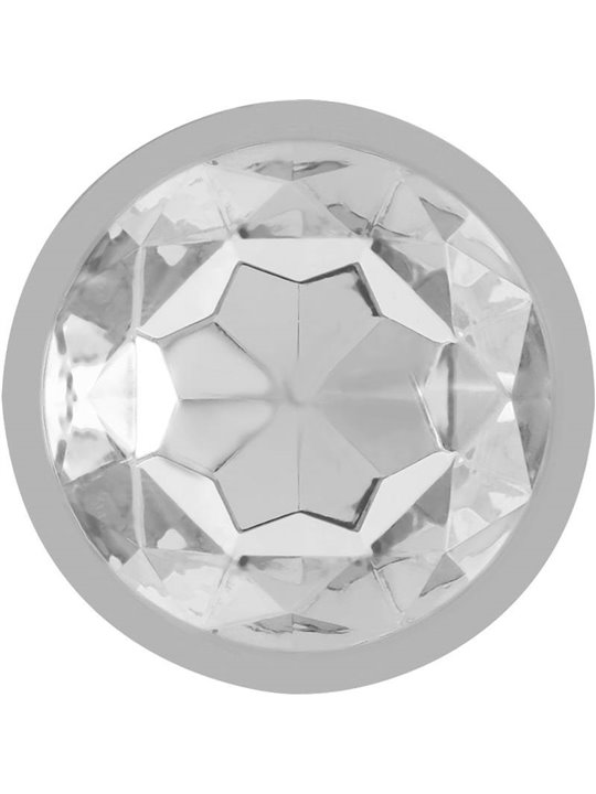 Intense - Aluminum Metal Anal Plug with Silver Crystal Size L