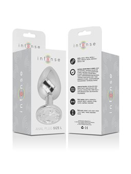 Intense - Metal Aluminum Anal Plug With Silver Glass Size L