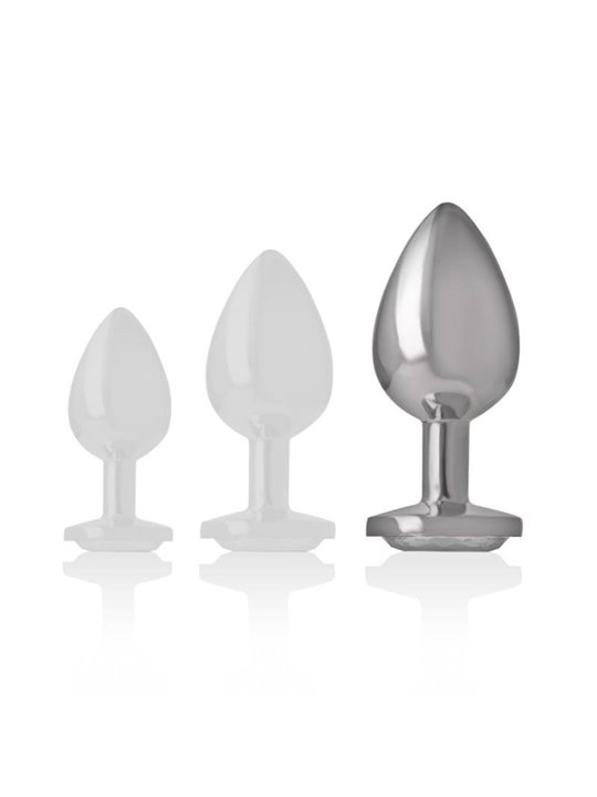 Intense - Aluminum Metal Anal Plug with Silver Crystal Size L