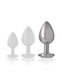 Intense - Aluminum Metal Anal Plug with Silver Crystal Size L
