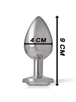 Intense - Metal Aluminum Anal Plug With Silver Glass Size L