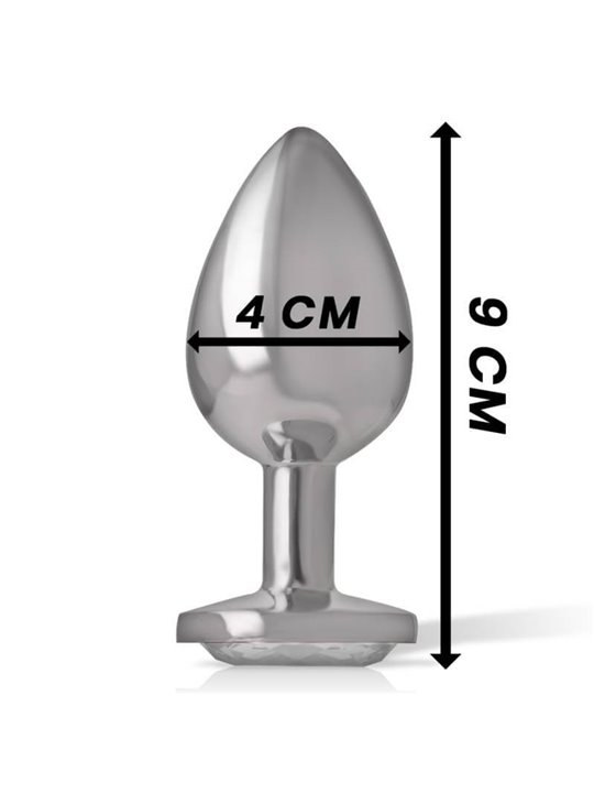 Intense - Aluminum Metal Anal Plug with Silver Crystal Size L