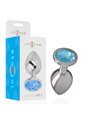 Intense - Metal Aluminum Anal Plug With Blue Glass Size S