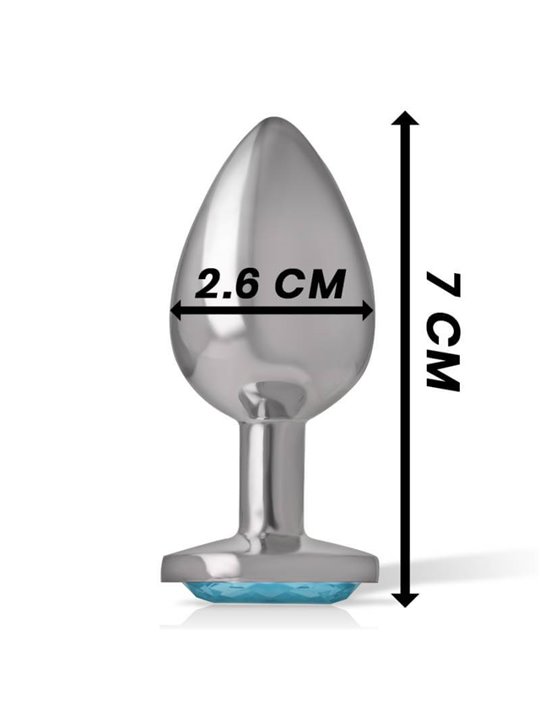 Intense - Aluminum Metal Anal Plug with Blue Crystal Size S