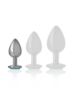 Intense - Aluminum Metal Anal Plug with Blue Crystal Size S