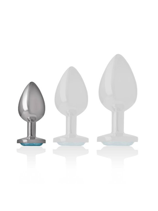 Intense - Metal Aluminum Anal Plug With Blue Glass Size S