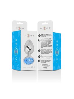 Intense - Aluminum Metal Anal Plug with Blue Crystal Size S