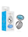 Intense - Metal Aluminum Anal Plug With Blue Glass Size M