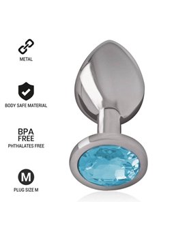 Intense - Metal Aluminum Anal Plug With Blue Glass Size M