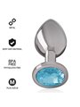 Intense - Metal Aluminum Anal Plug With Blue Glass Size M