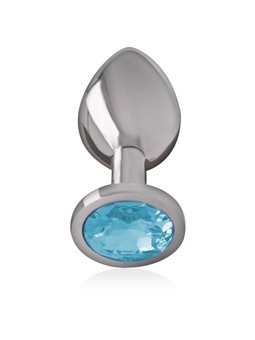 Intense - Metal Aluminum Anal Plug With Blue Glass Size M