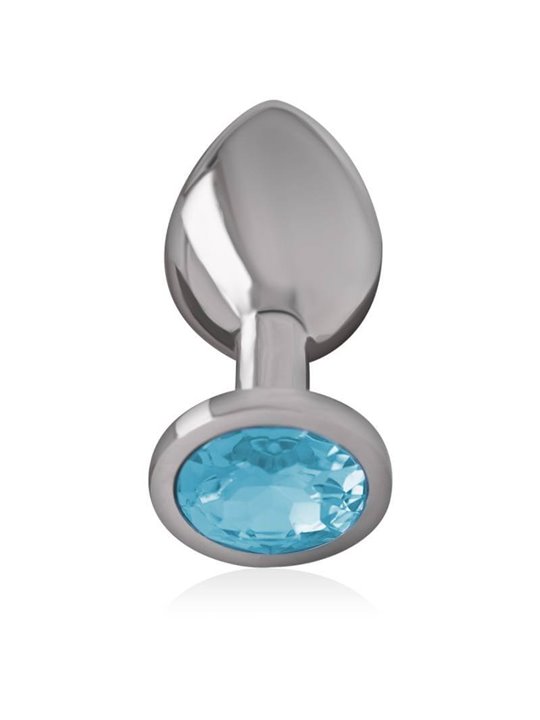 Intense - Metal Aluminum Anal Plug With Blue Glass Size M