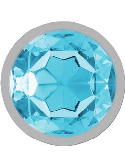 Intense - Metal Aluminum Anal Plug With Blue Glass Size M