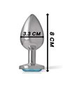 Intense - Metal Aluminum Anal Plug With Blue Glass Size M