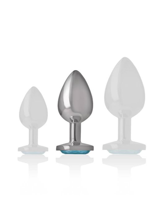 Intense - Metal Aluminum Anal Plug With Blue Glass Size M