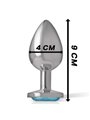 Intense - Aluminum Metal Anal Plug with Blue Crystal Size L