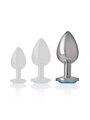 Intense - Aluminum Metal Anal Plug with Blue Crystal Size L