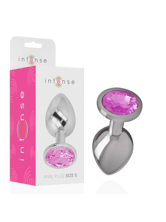 Intense - Metal Aluminum Anal Plug With Pink Glass Size S