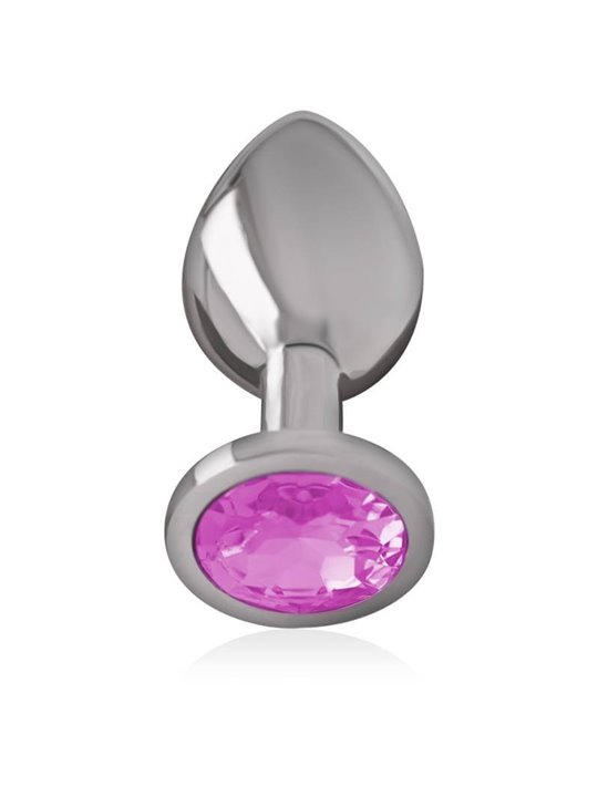 Intense - Metal Aluminum Anal Plug With Pink Glass Size S