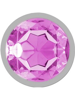 Intense - Metal Aluminum Anal Plug With Pink Glass Size S