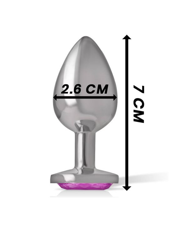 Intense - Metal Aluminum Anal Plug With Pink Glass Size S