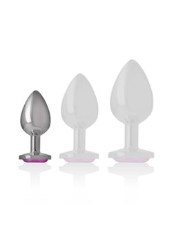 Intense - Metal Aluminum Anal Plug With Pink Glass Size S