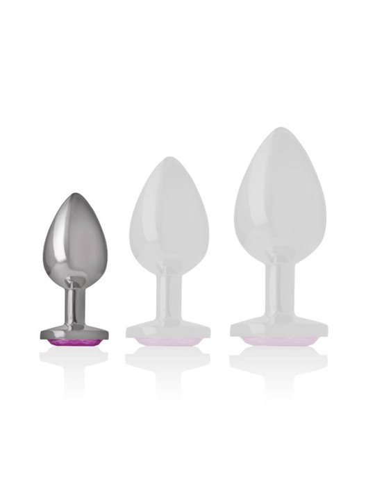 Intense - Metal Aluminum Anal Plug With Pink Glass Size S