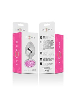 Intense - Metal Aluminum Anal Plug With Pink Glass Size S