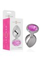 Intense - Metal Aluminum Anal Plug With Pink Glass Size M