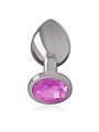 Intense - Metal Aluminum Anal Plug With Pink Glass Size M