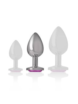 Intense - Metal Aluminum Anal Plug With Pink Glass Size M