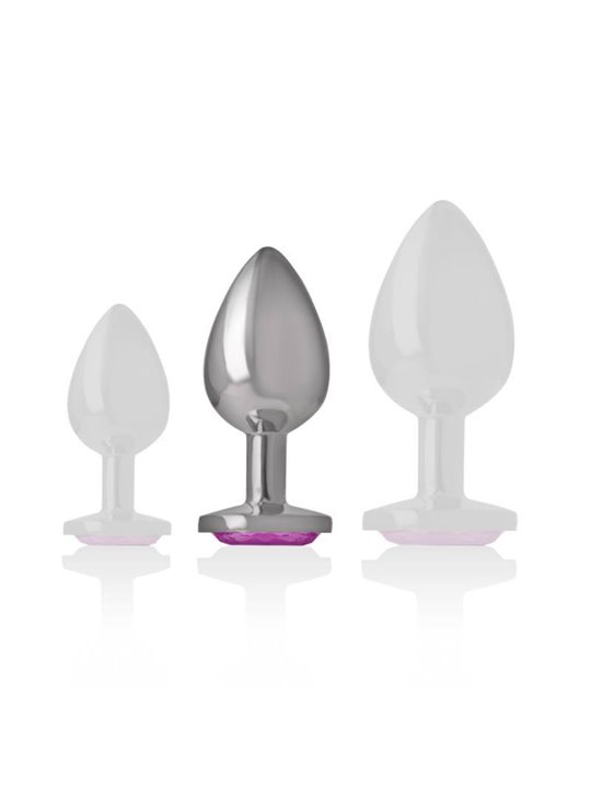 Intense - Metal Aluminum Anal Plug With Pink Glass Size M