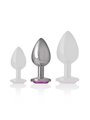 Intense - Metal Aluminum Anal Plug With Pink Glass Size M